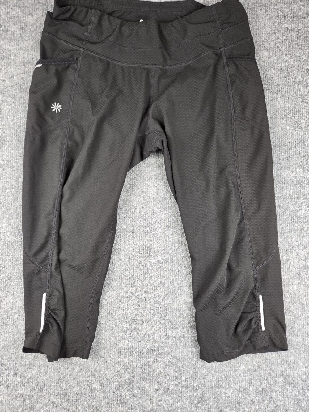 Athleta Womens Small Cropped Leggings Black Athletic Knee Length Capri #710